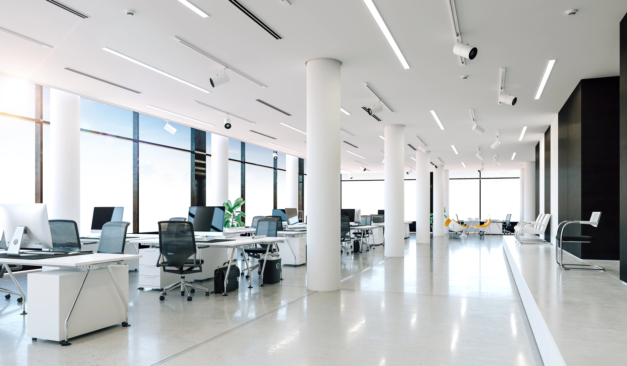 Reinigungsunternehmen Düsseldorf - Großes Büro mit einer großen Glasfront